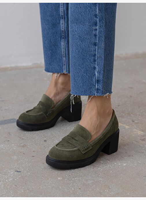 Caly Haki Süet Hakiki Deri Kadın MAKOSEN - Görsel 4