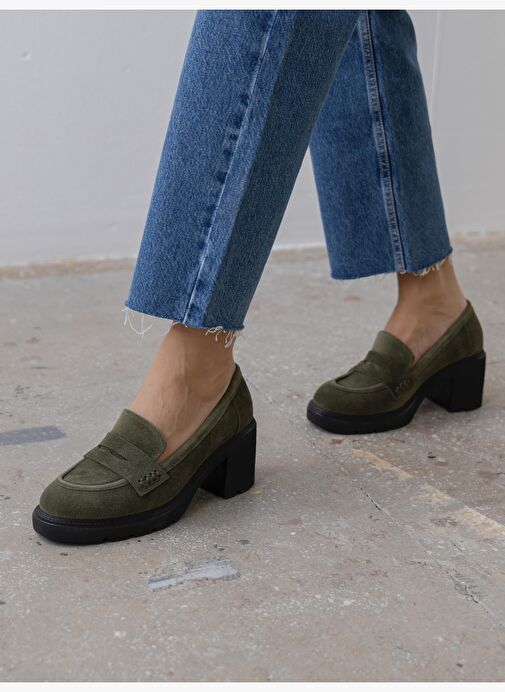 Caly Haki Süet Hakiki Deri Kadın MAKOSEN - Görsel 5