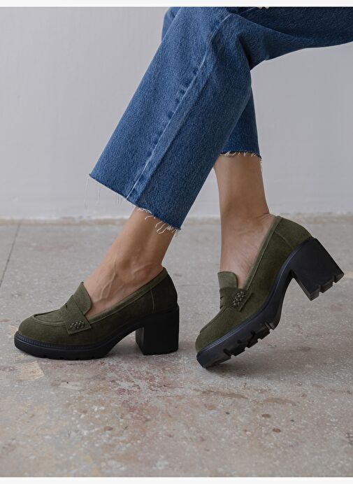 Caly Haki Süet Hakiki Deri Kadın MAKOSEN - Görsel 6