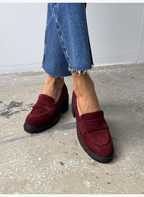 Caly Bordo Süet Hakiki Deri Kadın MAKOSEN - Görsel 2