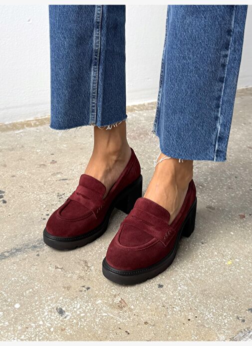 Caly Bordo Süet Hakiki Deri Kadın MAKOSEN - Görsel 3