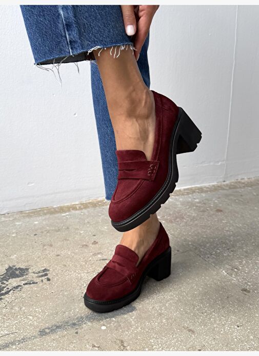 Caly Bordo Süet Hakiki Deri Kadın MAKOSEN - Görsel 5