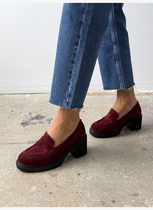 Caly Bordo Süet Hakiki Deri Kadın MAKOSEN - Görsel 4
