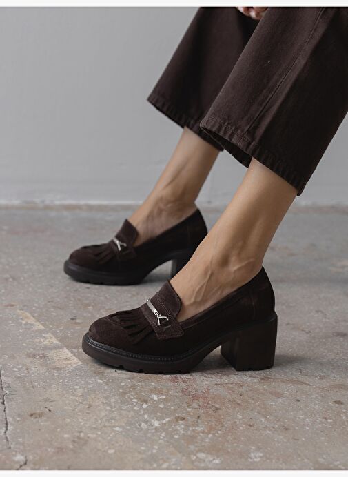 Epis Kahve Süet Hakiki Deri Kadın MAKOSEN - Görsel 2