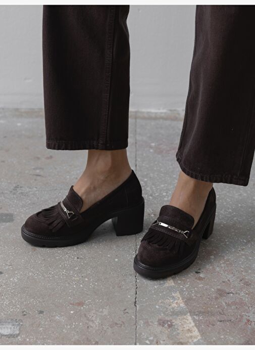 Epis Kahve Süet Hakiki Deri Kadın MAKOSEN - Görsel 4