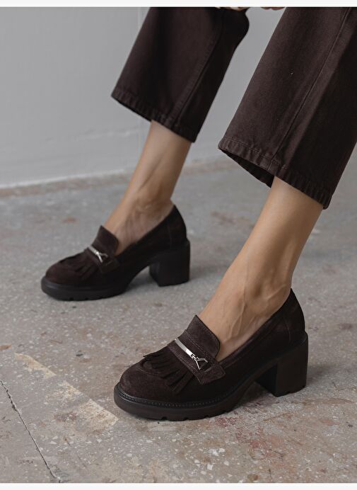 Epis Kahve Süet Hakiki Deri Kadın MAKOSEN - Görsel 3