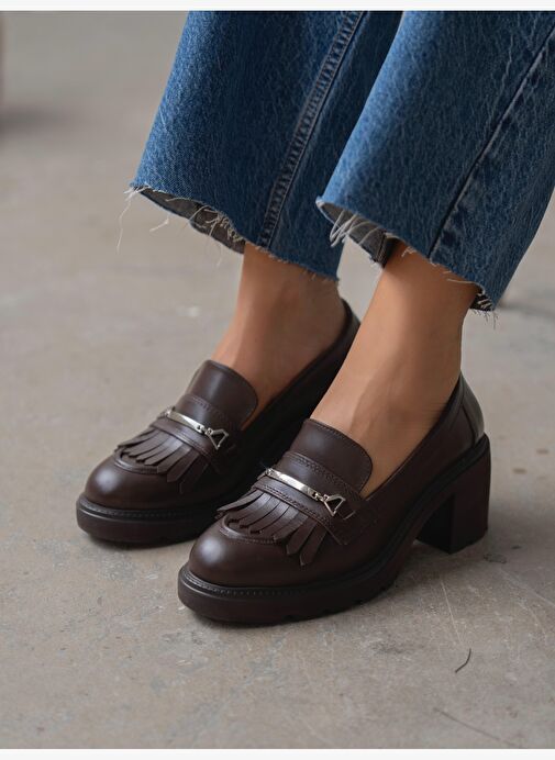 Epis Kahve Hakiki Deri Kadın MAKOSEN - Görsel 4