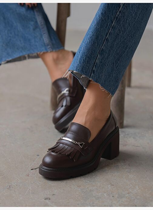 Epis Kahve Hakiki Deri Kadın MAKOSEN - Görsel 2