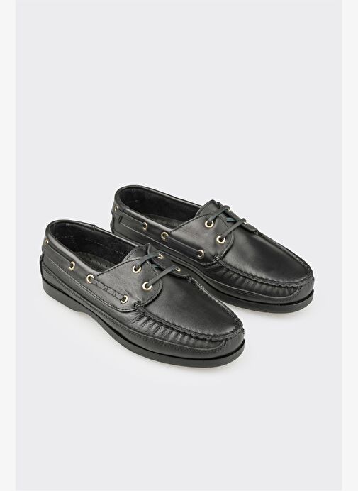 Siyah Deri Erkek Günlük Ayakkabı - Görsel 3