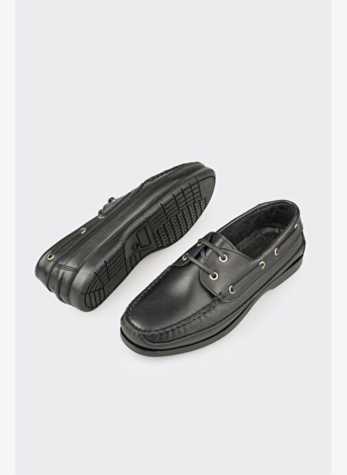 Siyah Deri Erkek Günlük Ayakkabı - Görsel 4