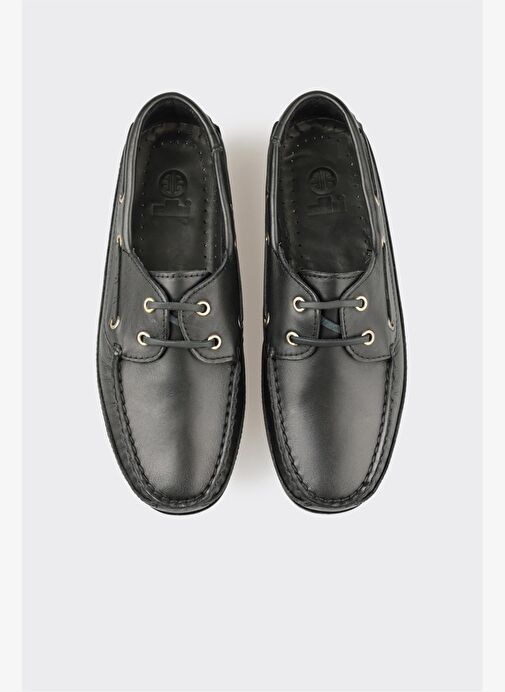 Siyah Deri Erkek Günlük Ayakkabı - Görsel 5