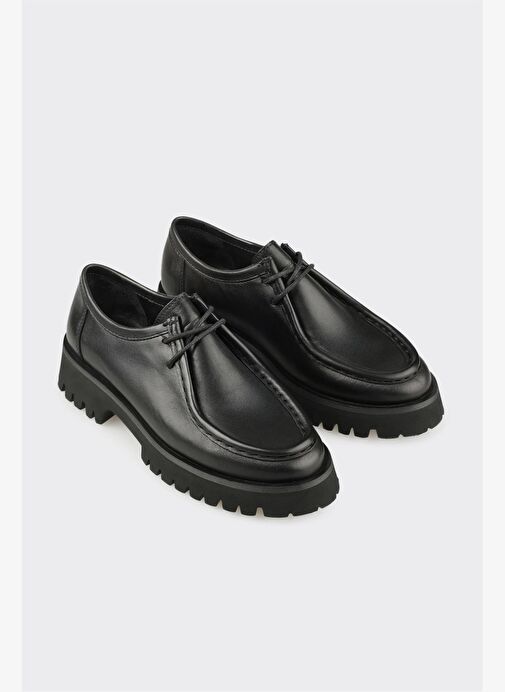 Siyah Deri Kadın Günlük Ayakkabı - Görsel 3