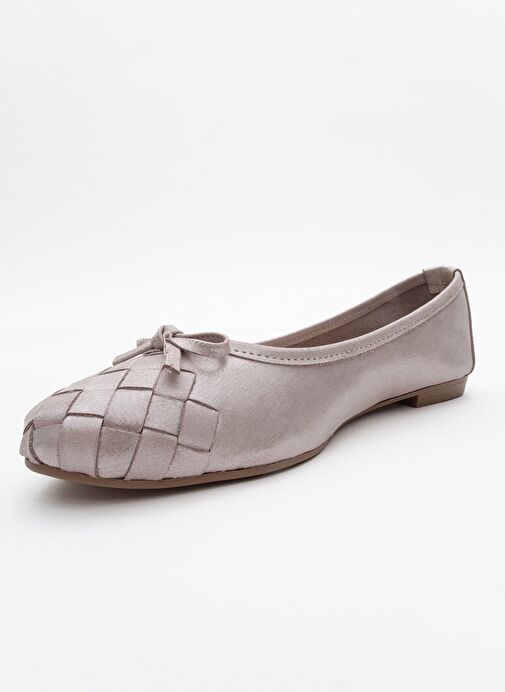 03 Bej Simli Hakiki Deri Kadın Babet Ayakkabı - Görsel 5