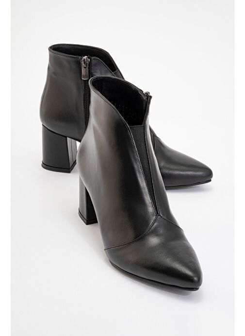 FİNDA Siyah Hakiki Deri Kadın Kalın Topuklu Bot - Görsel 2