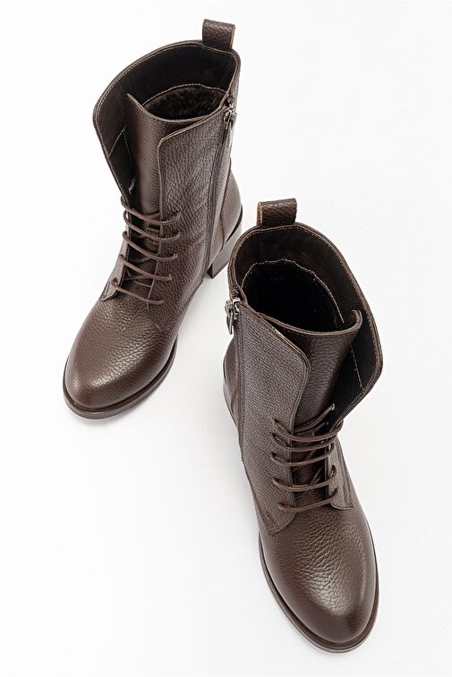 1190 KAHVE DERİ KADIN BOT - Görsel 3