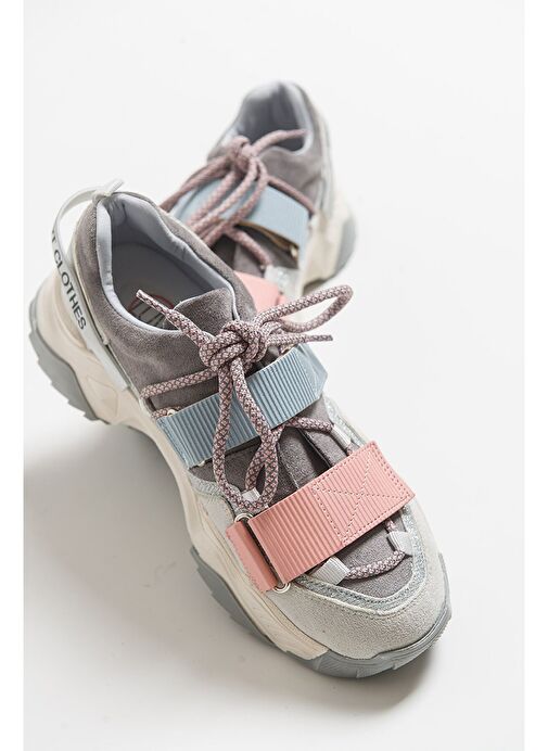 LULEN Buz Multi Sim Yazılı Cırtlı Kadın Spor Sneakers - Görsel 2