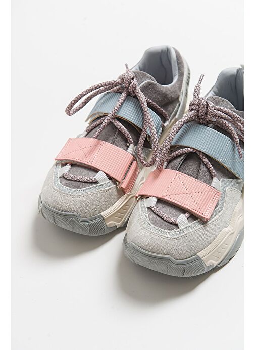 LULEN Buz Multi Sim Yazılı Cırtlı Kadın Spor Sneakers - Görsel 3