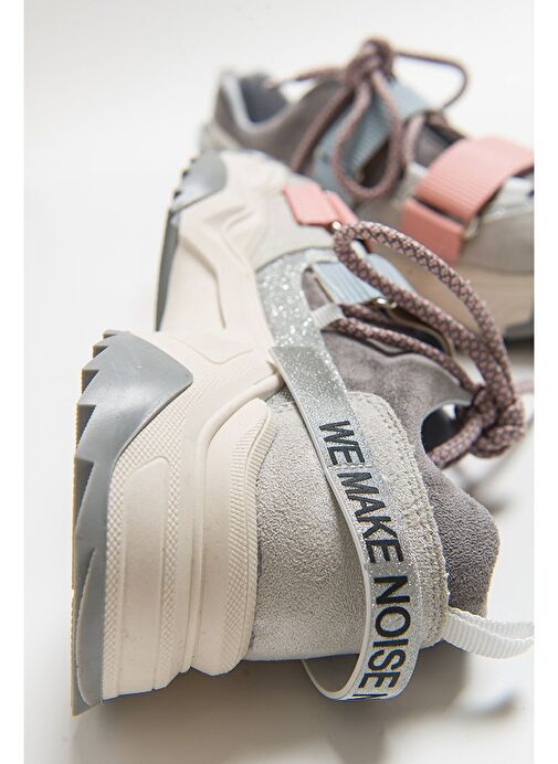 LULEN Buz Multi Sim Yazılı Cırtlı Kadın Spor Sneakers - Görsel 5