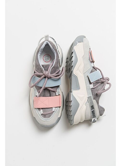 LULEN Buz Multi Sim Yazılı Cırtlı Kadın Spor Sneakers - Görsel 6