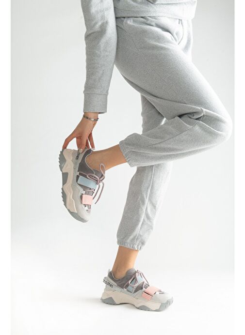 LULEN Buz Multi Sim Yazılı Cırtlı Kadın Spor Sneakers - Görsel 8