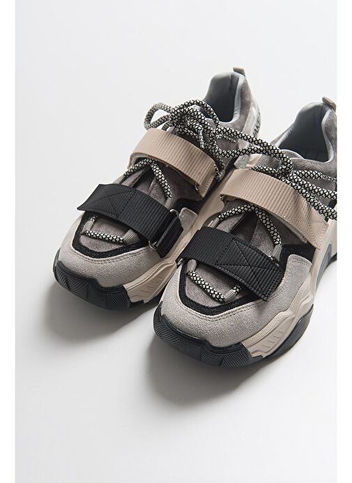 LULEN Siyah Vizon Sim Yazılı Cırtlı Kadın Spor Sneakers - Görsel 3