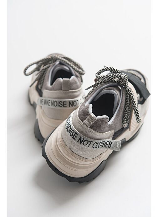 LULEN Siyah Vizon Sim Yazılı Cırtlı Kadın Spor Sneakers - Görsel 4