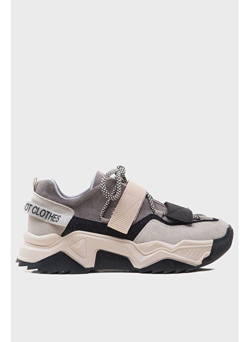 LULEN Siyah Vizon Sim Yazılı Cırtlı Kadın Spor Sneakers - Görsel 7