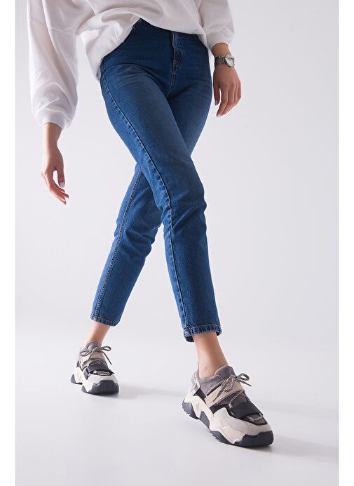 LULEN Siyah Vizon Sim Yazılı Cırtlı Kadın Spor Sneakers - Görsel 8