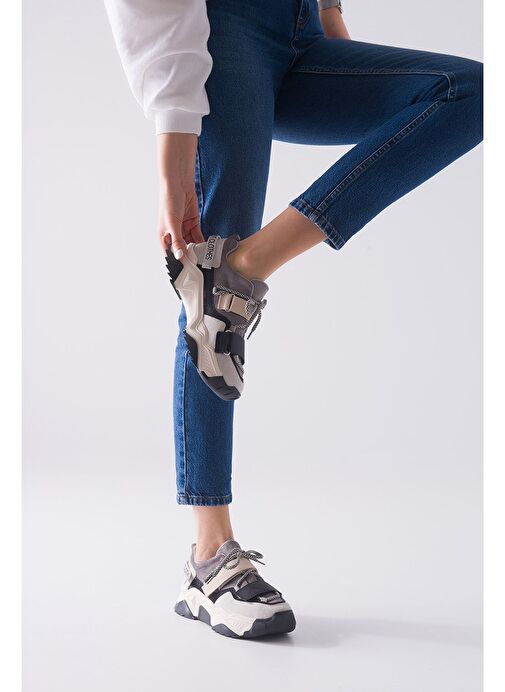 LULEN Siyah Vizon Sim Yazılı Cırtlı Kadın Spor Sneakers - Görsel 9