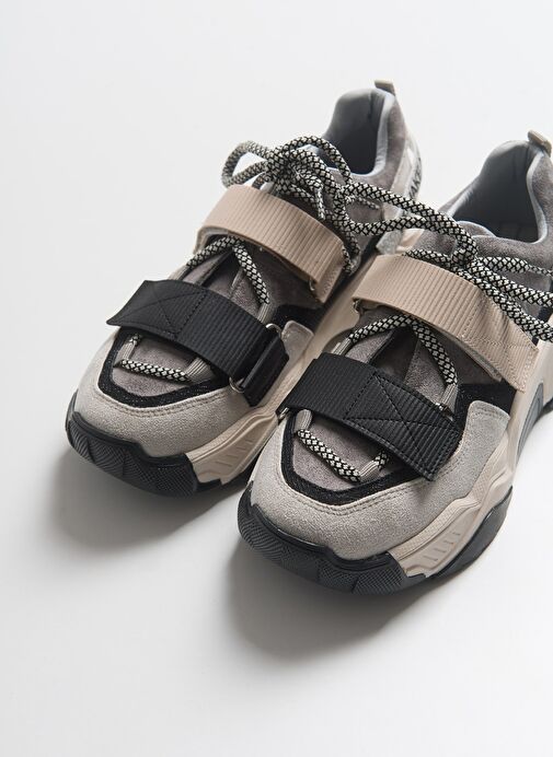 LULEN Siyah Vizon Sim Yazılı Cırtlı Kadın Spor Sneakers - Görsel 3