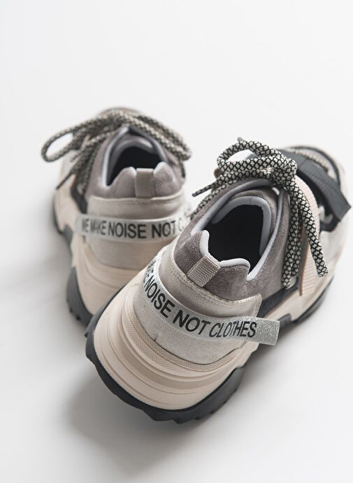 LULEN Siyah Vizon Sim Yazılı Cırtlı Kadın Spor Sneakers - Görsel 4