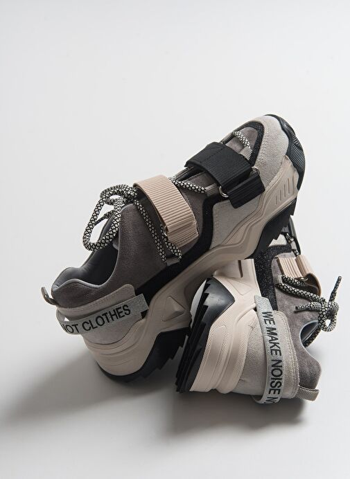 LULEN Siyah Vizon Sim Yazılı Cırtlı Kadın Spor Sneakers - Görsel 5