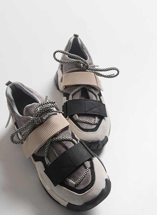 LULEN Siyah Vizon Sim Yazılı Cırtlı Kadın Spor Sneakers - Görsel 6