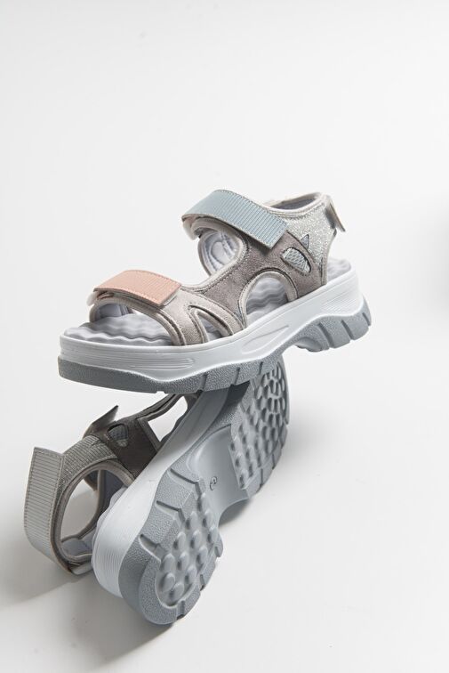 Luvi Shoes Gri-Çok Renkli Kadın Sandalet 98-4740 - Görsel 4