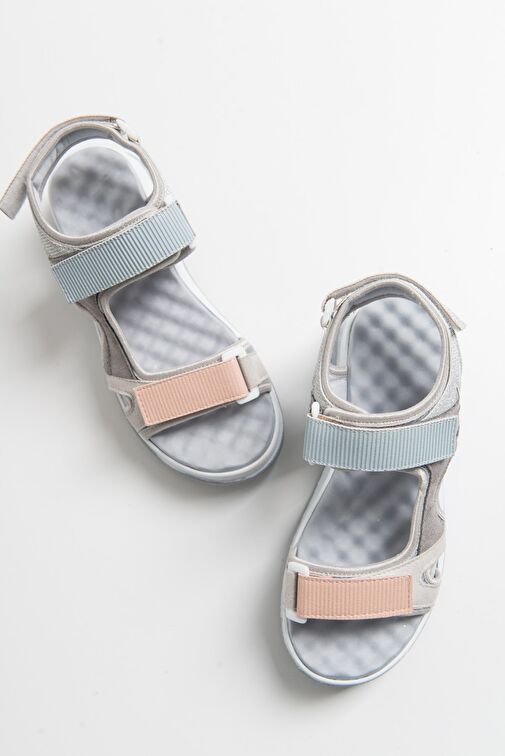 Luvi Shoes Gri-Çok Renkli Kadın Sandalet 98-4740 - Görsel 5