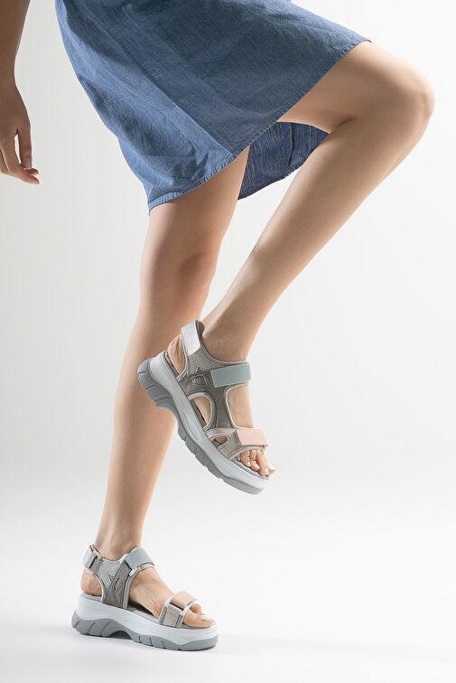 Luvi Shoes Gri-Çok Renkli Kadın Sandalet 98-4740 - Görsel 9