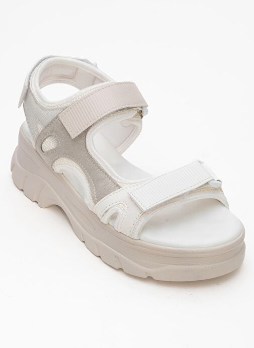 4740 Beyaz Beyaz Rugan Kadın Sandalet - Görsel 4