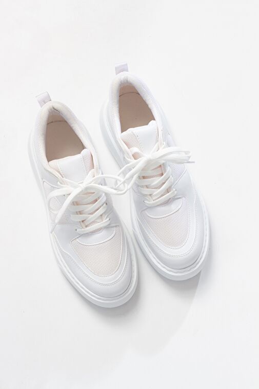 PURE Beyaz Cilt Fileli Kadın Spor Ayakkabı - Görsel 3