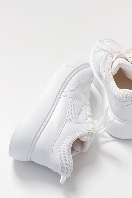 PURE Beyaz Cilt Fileli Kadın Spor Ayakkabı - Görsel 5