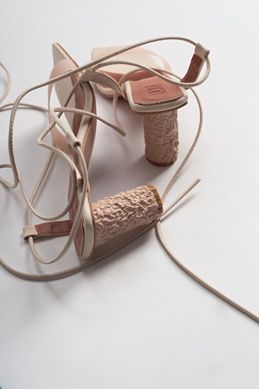 801 Ten Cilt Topuklu Kadın Sandalet - Görsel 4