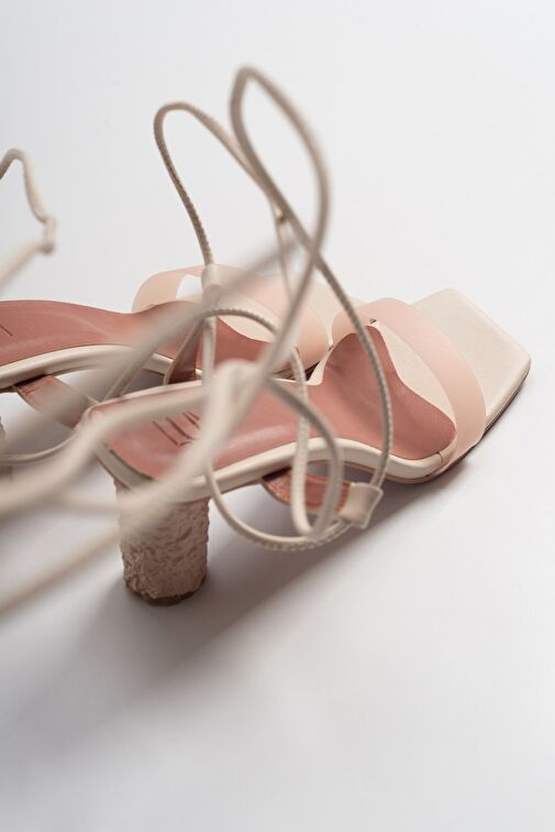 801 Ten Cilt Topuklu Kadın Sandalet - Görsel 5