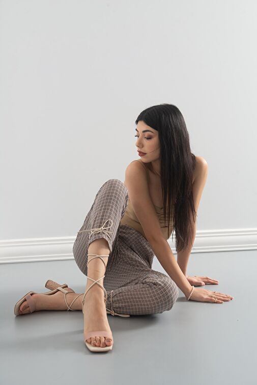 801 Ten Cilt Topuklu Kadın Sandalet - Görsel 7