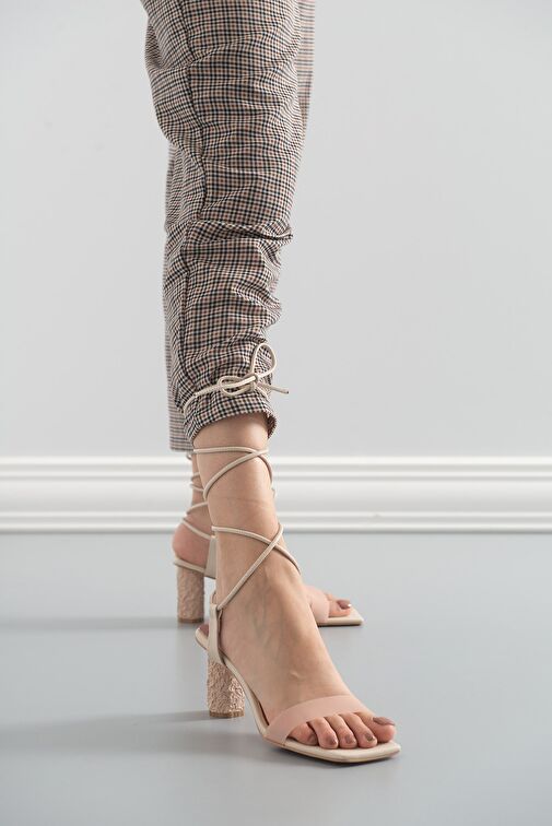 801 Ten Cilt Topuklu Kadın Sandalet - Görsel 8