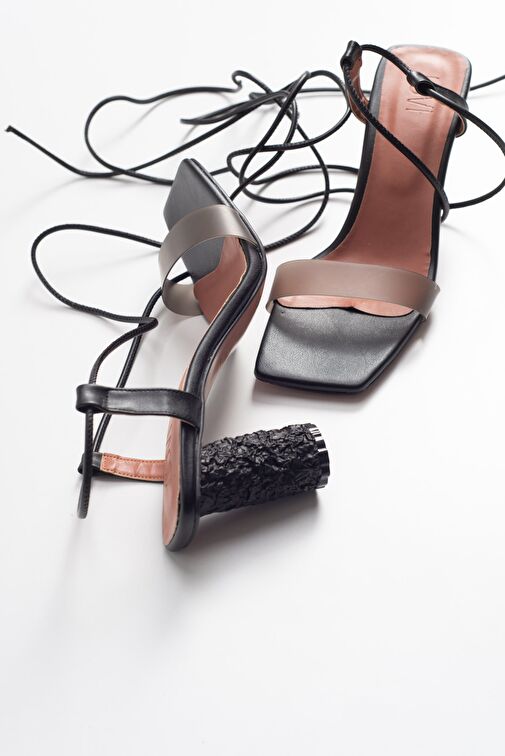 Luvi Shoes Siyah Kadın Topuklu Sandalet 101-801 - Görsel 4