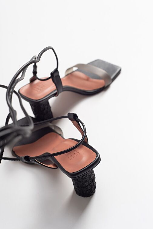 Luvi Shoes Siyah Kadın Topuklu Sandalet 101-801 - Görsel 5