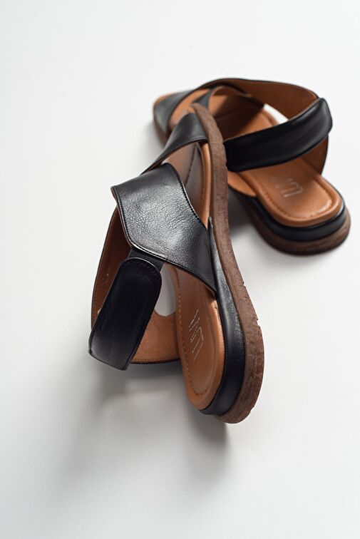 Luvi Shoes Siyah Kadın Deri Sandalet 14-706 - Görsel 5