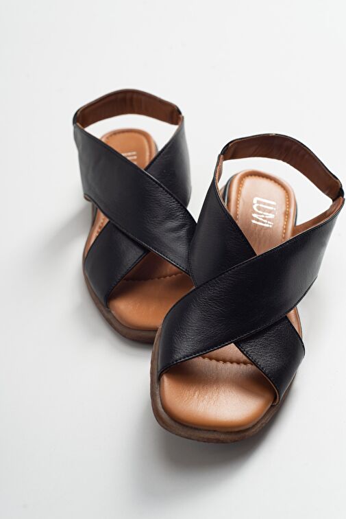Luvi Shoes Siyah Kadın Deri Sandalet 14-706 - Görsel 6
