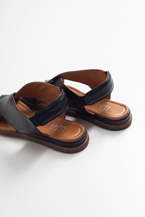 Luvi Shoes Siyah Kadın Deri Sandalet 14-706 - Görsel 8