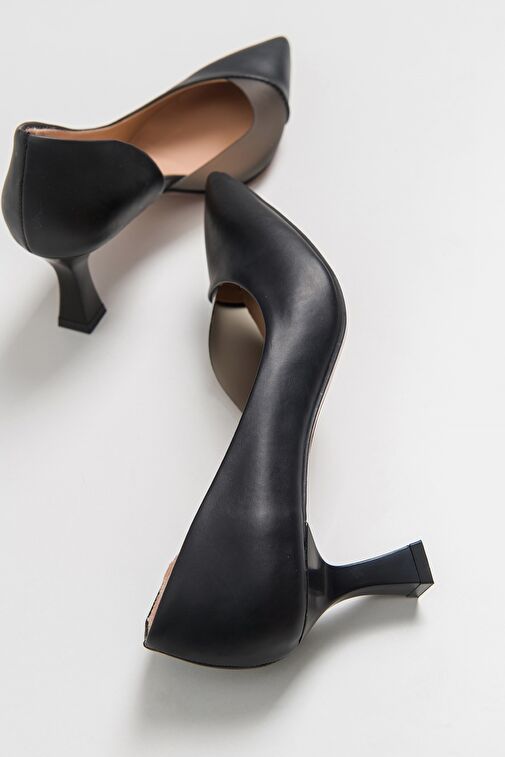 353 Siyah Cilt Topuklu Kadın Ayakkabı - Görsel 4