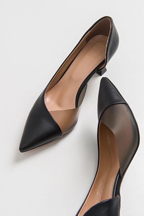 353 Siyah Cilt Topuklu Kadın Ayakkabı - Görsel 6
